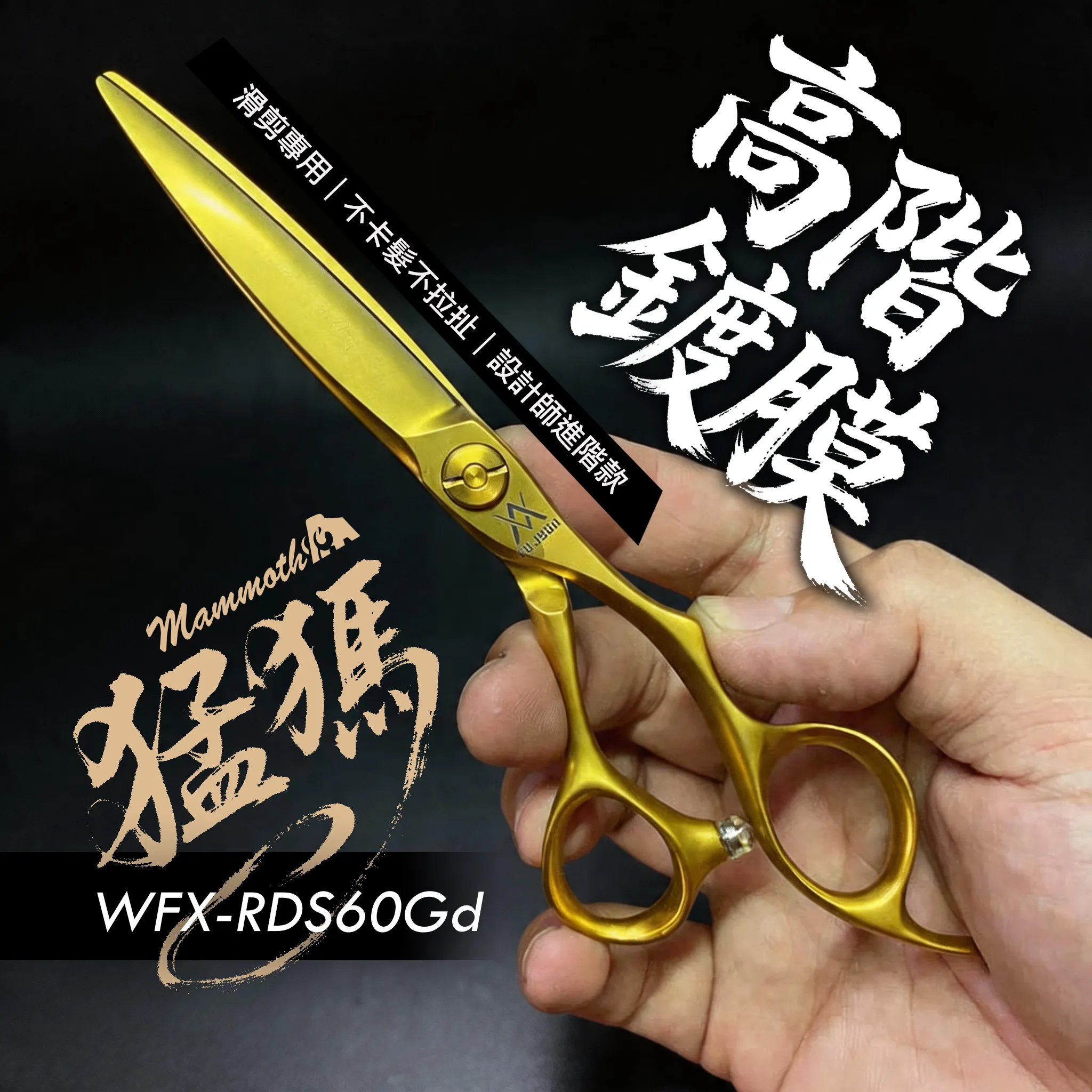 WFX-RDS60Gd 柳刃剪與滑剪：商品實拍照片，呈現此款剪刀的刀身、握柄、螺絲或細節角度。