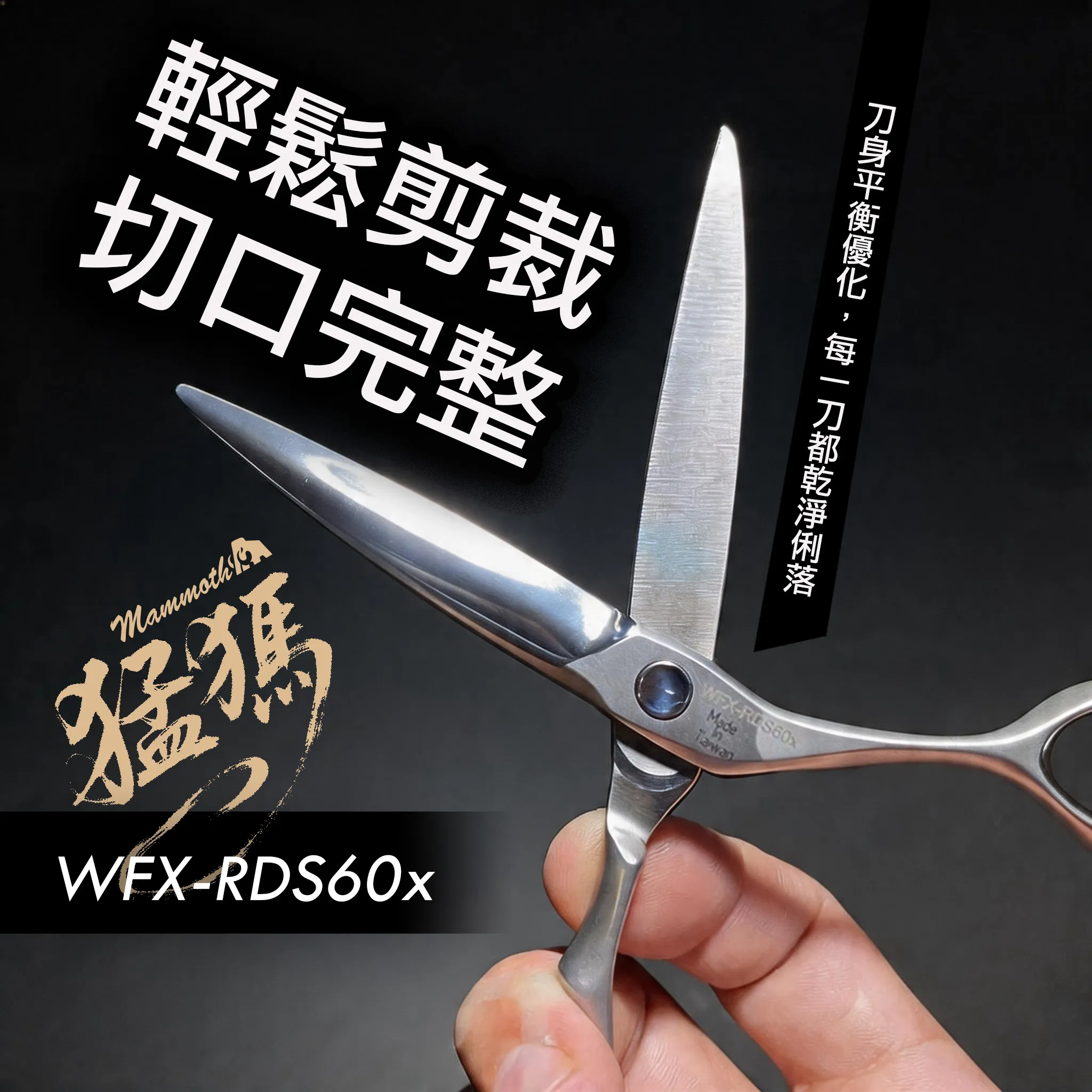 WFX-RDS60x 柳刃剪與滑剪：商品實拍照片，呈現此款剪刀的刀身、握柄、螺絲或細節角度。
